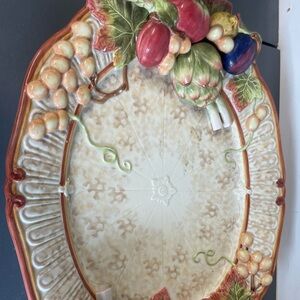 Fitz and Floyd Decorative Ceramic Platter with Fruit Design